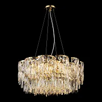 Люстра подвесная Presidio LSP-6045 Lussole прозрачная на 12 ламп, основание золотое в стиле современный классический Люстра подвесная Presidio LSP-6045 Lussole прозрачная на 12 ламп, основание золотое в стиле современный классический